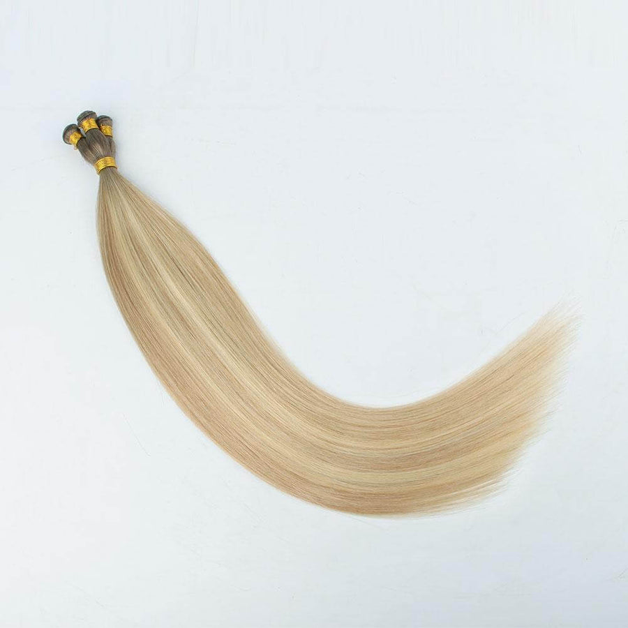 Remy Hand Tied Hair Extensions Rooted Highlights #6-18/613