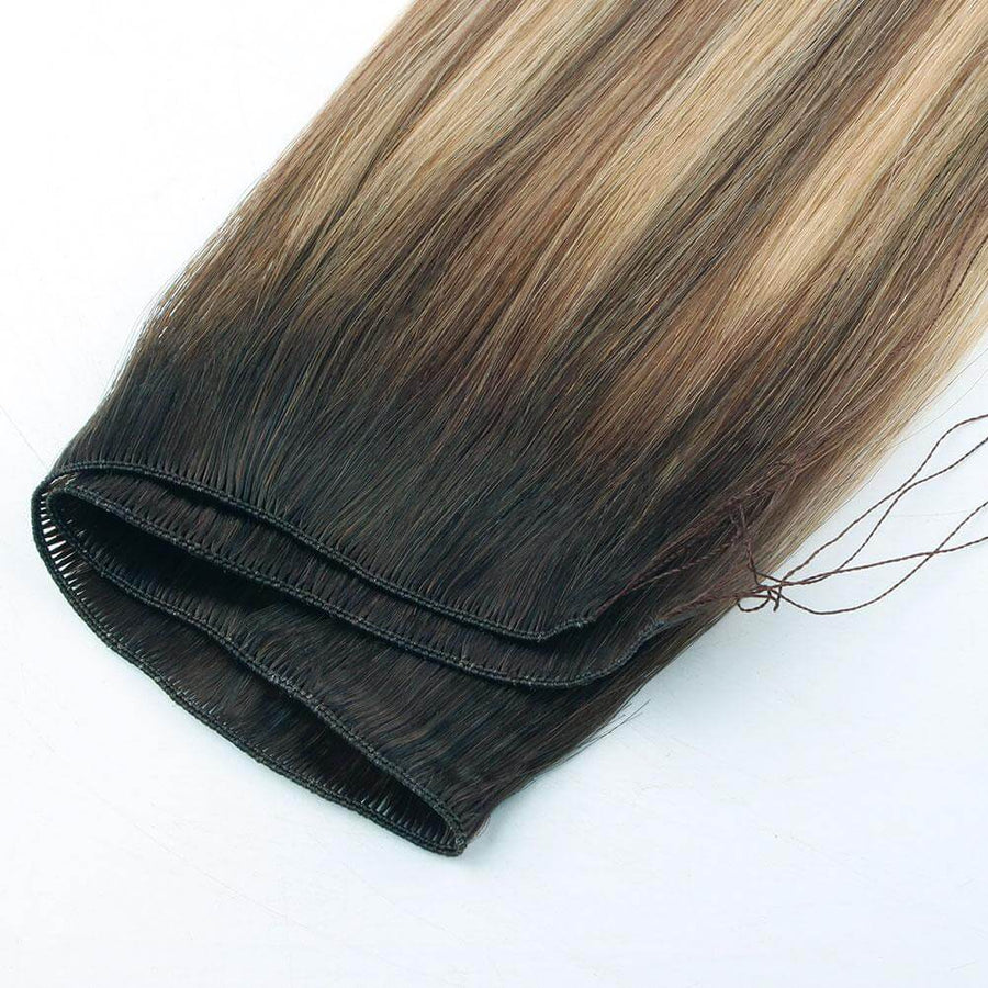 Remy Hand Tied Hair Extensions Rooted Highlights #3-6/12