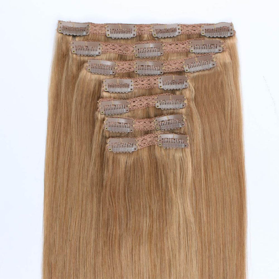 Remy Clip In Hair Extensions Strawberry Blonde 27#