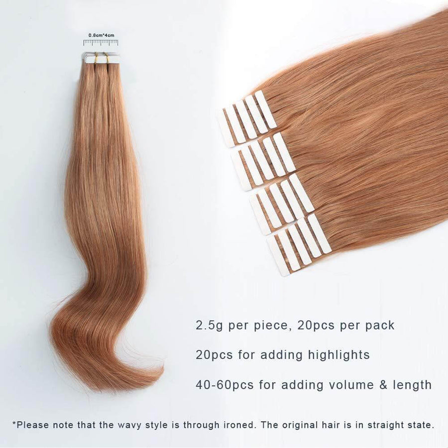 Remy Tape-In Hair Extension #30 Light Auburn