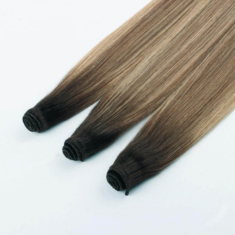 Remy Hand Tied Hair Extensions Rooted Highlights #3-6/12
