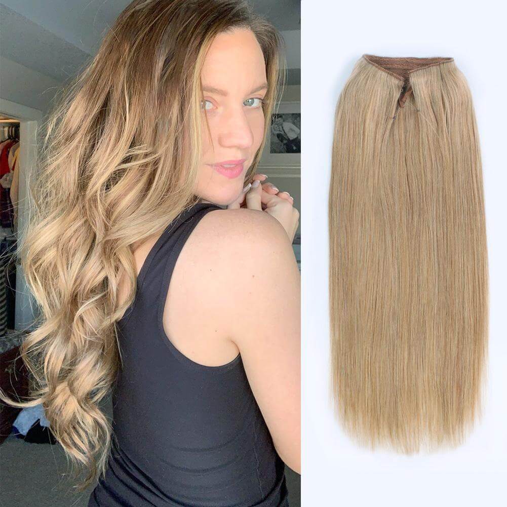 Remy Halo Hair Extensions 12# Light Golden Brown
