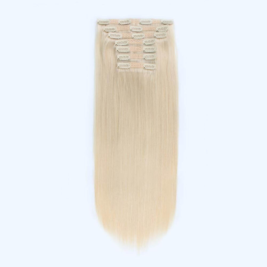 Remy Clip in Hair Extensions 120G Platinum Blonde 60#