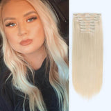 Remy Clip in Hair Extensions 120G Platinum Blonde 60#
