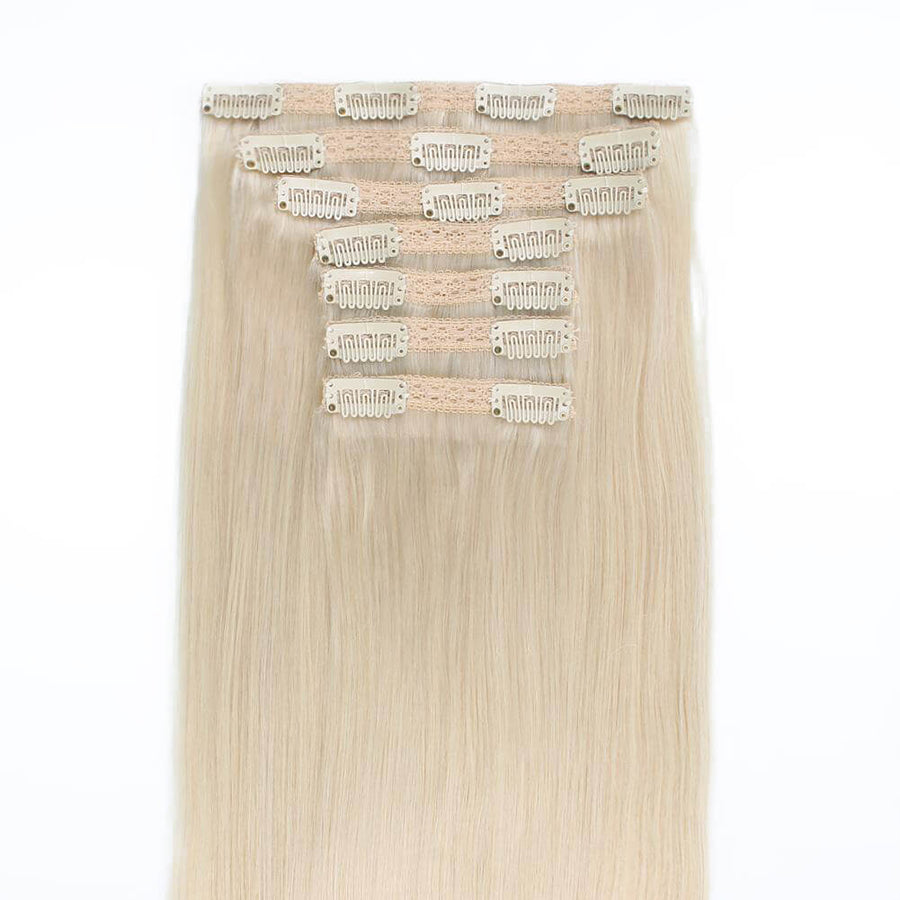 Remy Clip in Hair Extensions 120G Platinum Blonde 60#