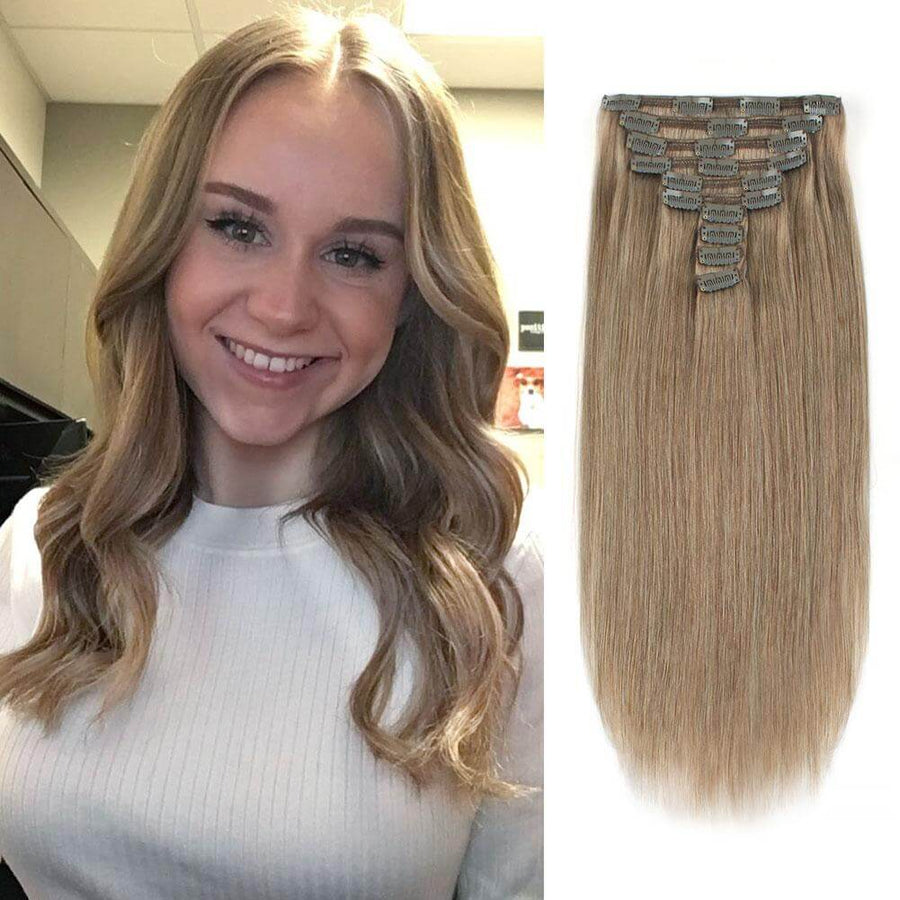 Remy Clip In Hair Extensions 120g Ash Brown 8#