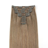 Remy Clip In Hair Extensions 120g Ash Brown 8#