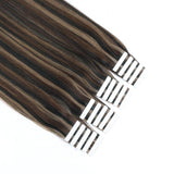 Remy Tape-In Hair Extension P #2/#4/#6 Dark Brown Highlights Chestnut Brown