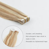 Remy Tape-In Hair Extension P #10/#613 Golden Brown Highlights Beach Blonde