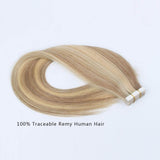 Remy Tape-In Hair Extension P #10/#16/#613 Golden Brown Highlights Blonde