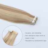 Remy Tape-In Hair Extension P #10/#16/#613 Golden Brown Highlights Blonde