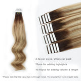 Remy Tape-In Hair Extension Rooted Highlights RP3-8/613