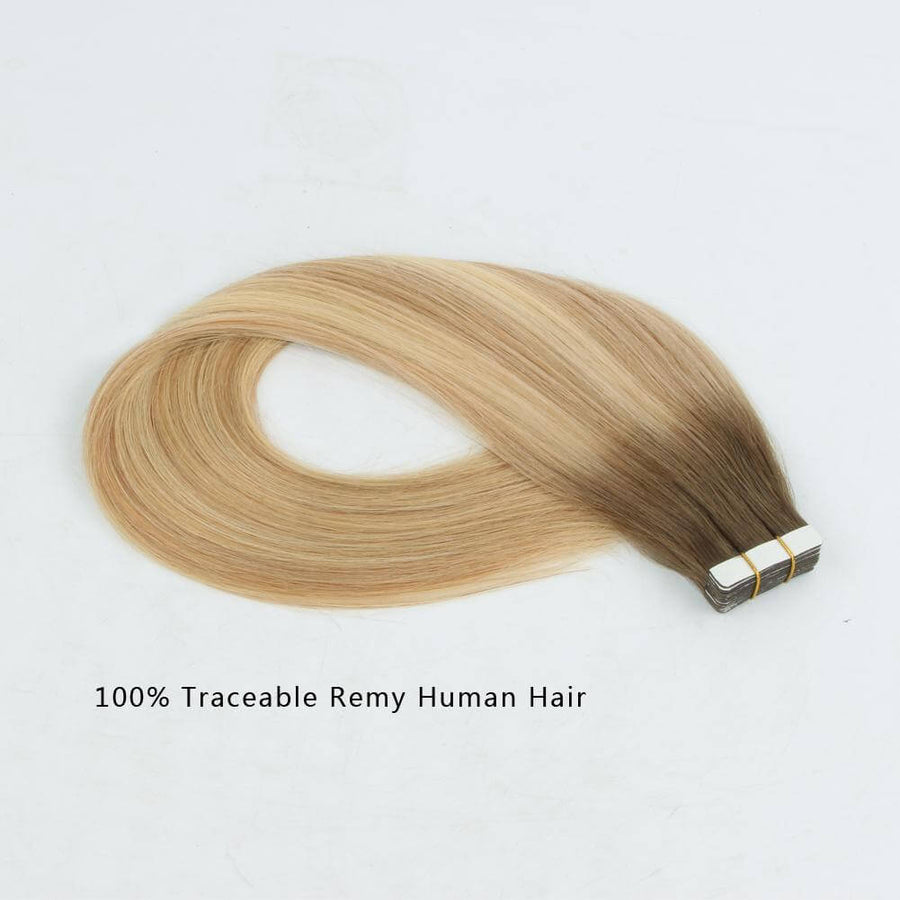 Remy Tape-In Hair Extension Rooted Highlights RP6-18/613