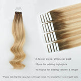 Remy Tape-In Hair Extension Rooted Highlights RP6-18/613