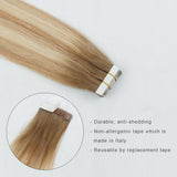 Remy Tape-In Hair Extension Rooted Highlights RP8-12/60