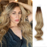 Remy Tape-In Hair Extension Rooted Highlights RP3-8/613
