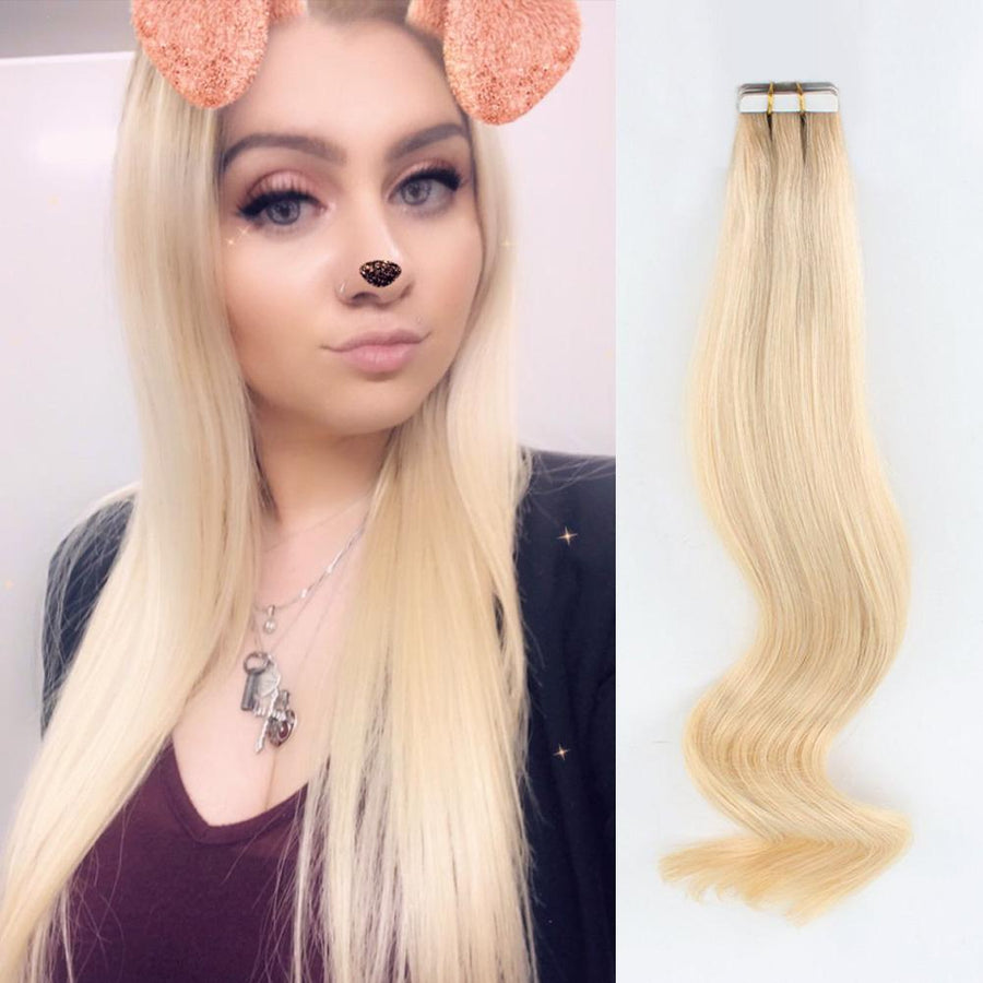 Remy Tape-In Hair Extension Rooted R#12/#60