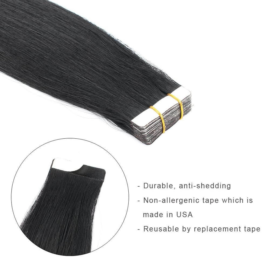 Remy Tape-In Hair Extension #1 Jet Black