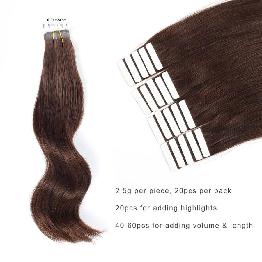 Remy Tape-In Hair Extension #3 Medium Dark Brown