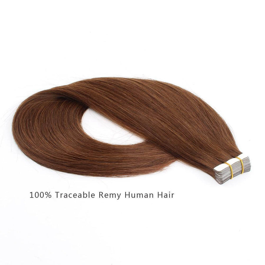 Remy Tape-In Hair Extension #4 Medium Reddish Brown