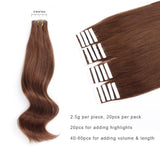 Remy Tape-In Hair Extension #4 Medium Reddish Brown