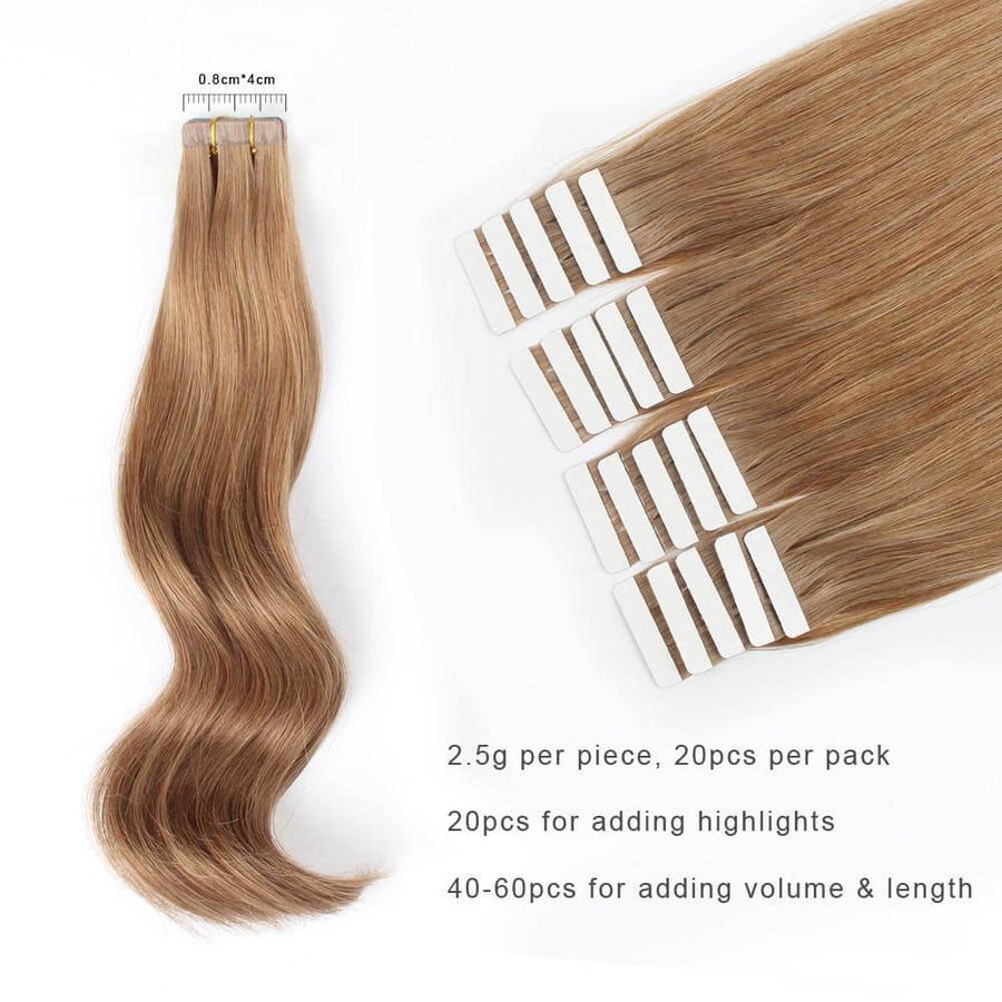 Remy Tape-In Hair Extension #8 Ash Brown
