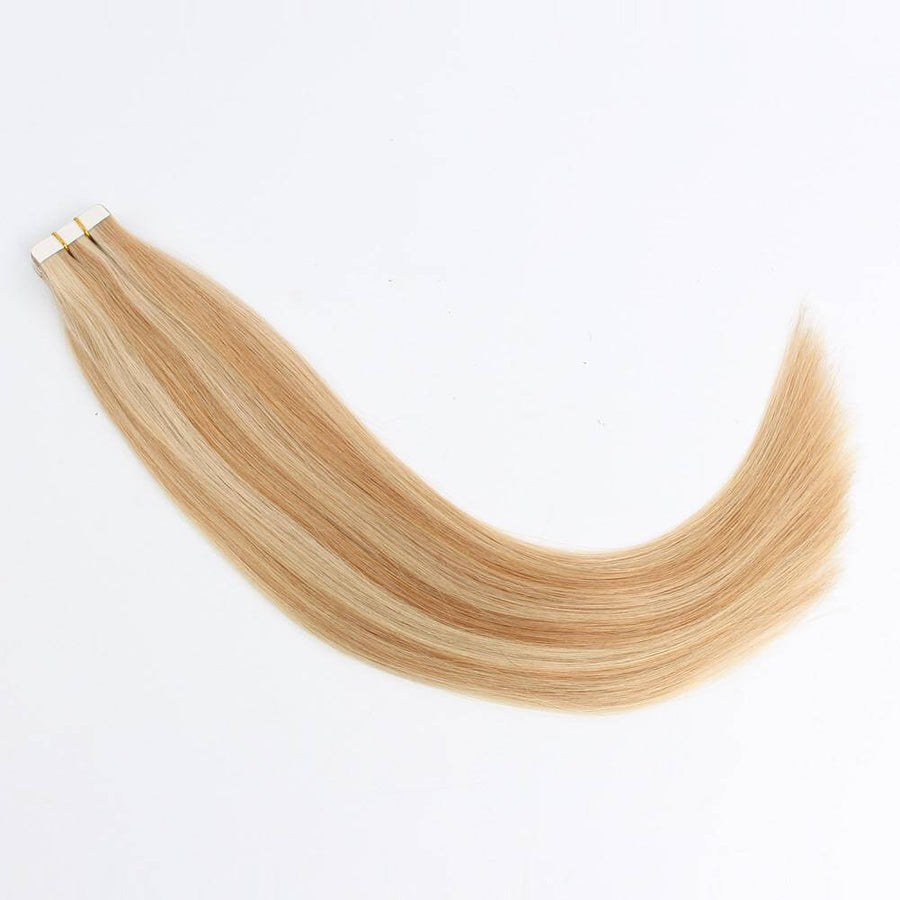Remy Tape-In Hair Extension P #12/#60 Dark Dirty Blonde Highlights Ash Blonde