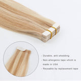 Remy Tape-In Hair Extension P #12/#60 Dark Dirty Blonde Highlights Ash Blonde