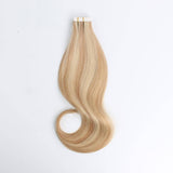 Remy Tape-In Hair Extension P #12/#60 Dark Dirty Blonde Highlights Ash Blonde