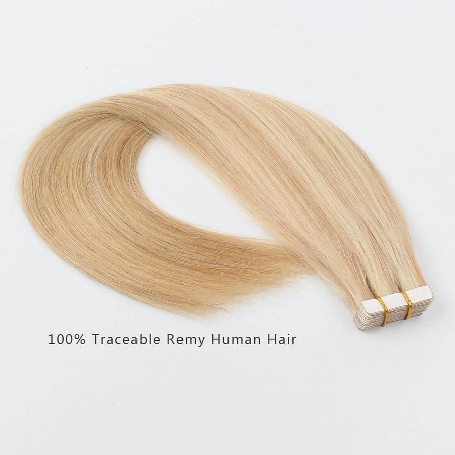 Remy Tape-In Hair Extension P #18/#613 Dirty Blonde Highlights Beach Blonde