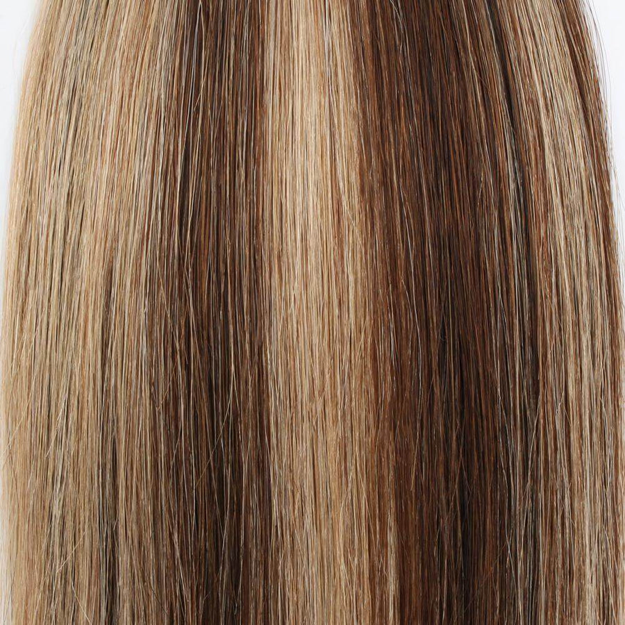 Remy Tape-In Hair Extension P #4/#12 Medium Brown Highlights Golden Brown