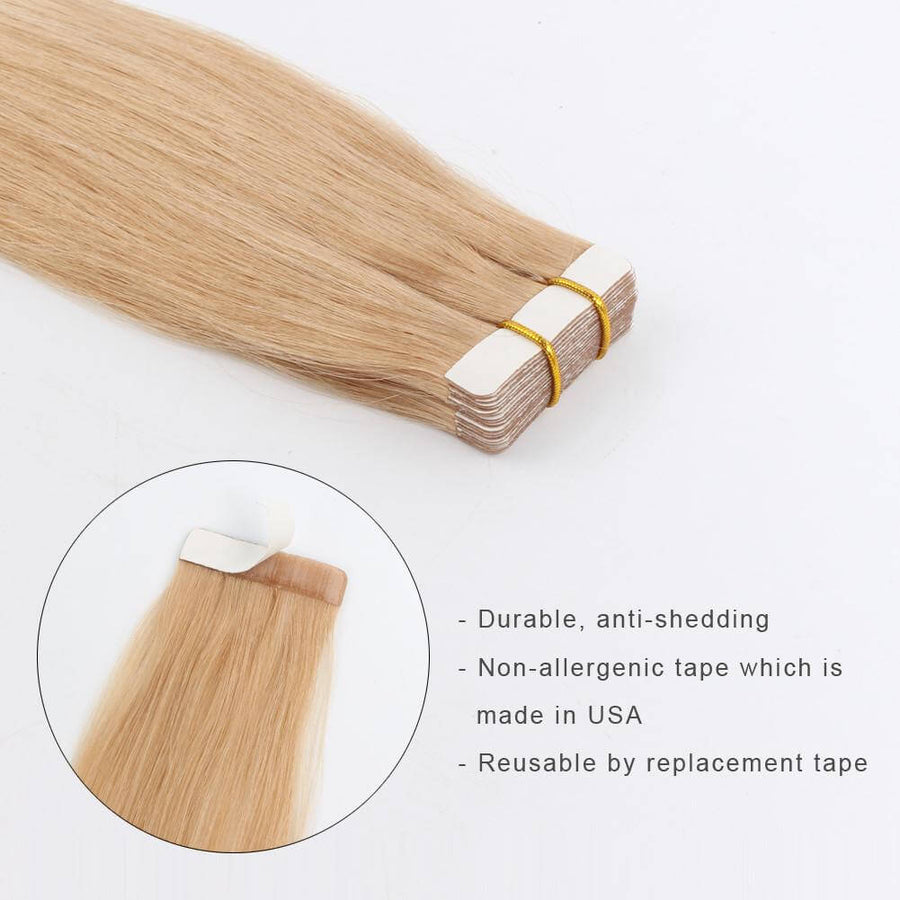 Remy Tape-In Hair Extension T #12/#60 Golden Brown Ombre Ash Blonde