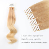 Remy Tape-In Hair Extension T #12/#60 Golden Brown Ombre Ash Blonde